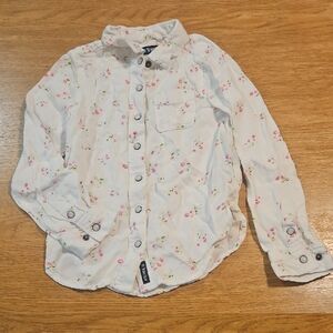 Tractr Floral Button Down Shirt - White and Pink